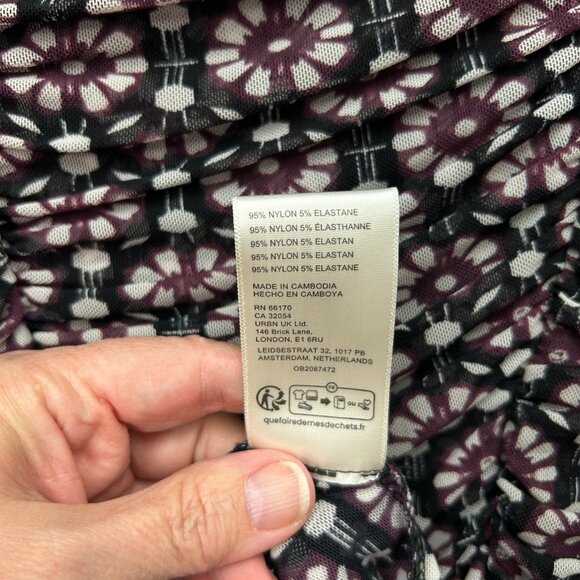 Free People Briella Short Sleeve Ruched Midi Dress Women's Sz S Black Combo NWT - Picture 10 of 12